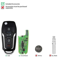 5PCS/LOT XHORSE XEFO01EN Super Remote Key for Ford Style Flip 4 Buttons Built-in Super Chip English Version