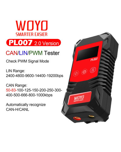 WOYO PL007 CAN LIN PWM Tester, Auto-recognize CAN-H & CAN-L, Read Baud