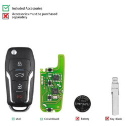 1PCS Xhorse for Ford XKFO01EN X013 Series Universal Wire Remote Key Fob 4 Button English Version work with VVDI2 VVDI Key Tool