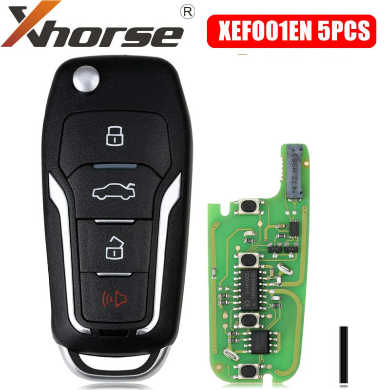 Xhorse XEFO01EN Super Remote Key for Ford Flip 4 Buttons Built-in Super Chip English Version 5pcs/Lot