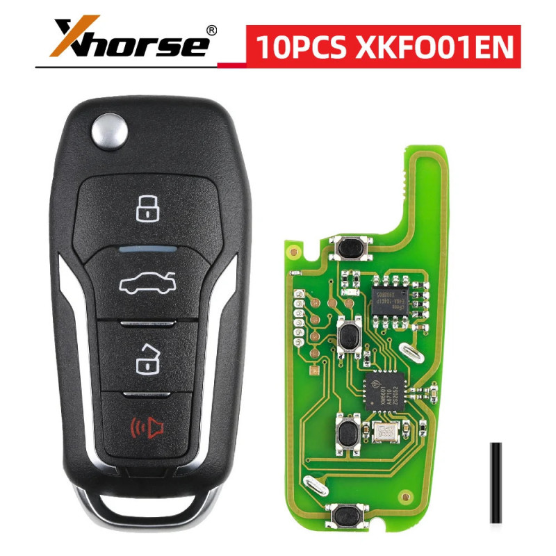 10pcs/lot XHORSE XKFO01EN Wire Remote Key for Ford Condor Flip 4 Buttons Unmovable Key King Work for VVDI Key Tool