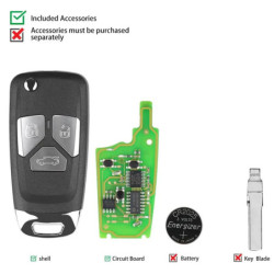 5pcs/lot Xhorse XNAU01EN VVDI Wireless Universal Remote Key 3 Button HY Style for Ford for VVDI2 VVDI Key Tool