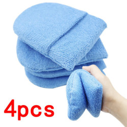 2/4pcs Soft Microfiber Car Waxing Applicator Mitts Polishing Sponge Finger Wax Foam Washing Pad Auto Detailing Cleaning Tools