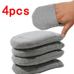 2/4pcs Soft Microfiber Car Waxing Applicator Mitts Polishing Sponge Finger Wax Foam Washing Pad Auto Detailing Cleaning Tools