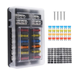 12 Way Fuse Box Holder With Blade Fuse Holder Block & Warning Indicato