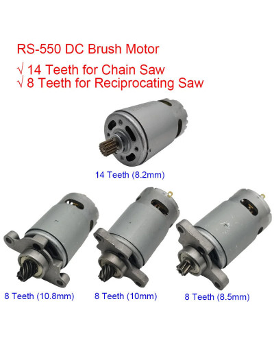 RS550 Electric Saw Motor DC 21V 18V 8 / 14 Teeth 10.8 10.0 8.5 8.2mm R