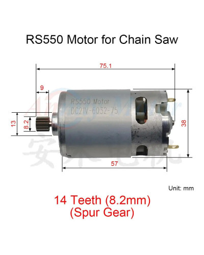 RS550 Electric Saw Motor DC 21V 18V 8 / 14 Teeth 10.8 10.0 8.5 8.2mm R