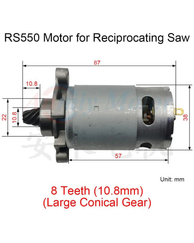 RS550 Electric Saw Motor DC 21V 18V 8 / 14 Teeth 10.8 10.0 8.5 8.2mm R