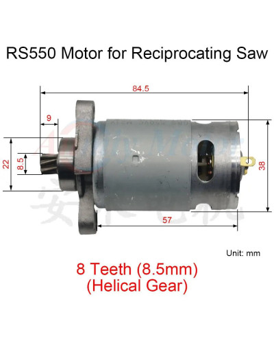 RS550 Electric Saw Motor DC 21V 18V 8 / 14 Teeth 10.8 10.0 8.5 8.2mm R