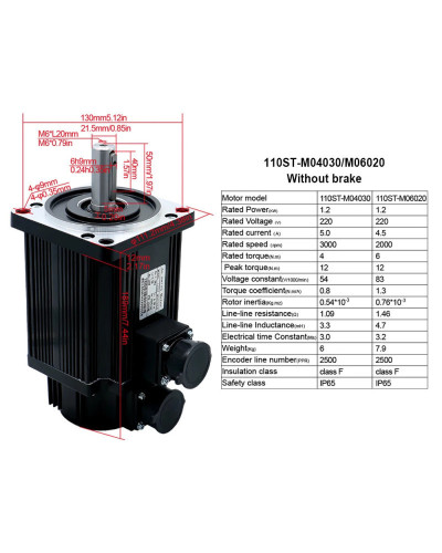 HLTNC 110ST-M04030 M06020 1.2KW 220V AC Servo Motor Kit 3000Rpm 4N 6N 