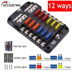 12 Way Fuse Box Holder With Blade Fuse Holder Block & Warning Indicato