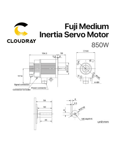 Cloudray Fuji Servo Motor Driver Kits 850W AC 14.01N.m 1500r/min GYL85