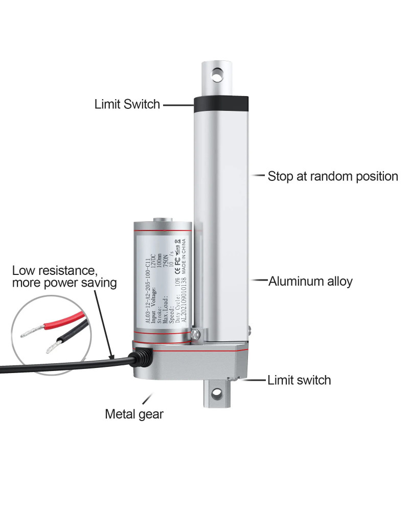 RF Remote Control and Linear Actuator 12V 750N Metal Gear DC Electric 