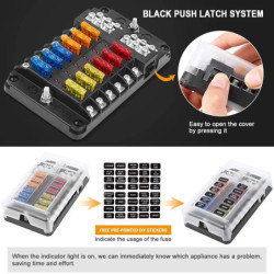 12 Way Fuse Box Holder With Blade Fuse Holder Block & Warning Indicato