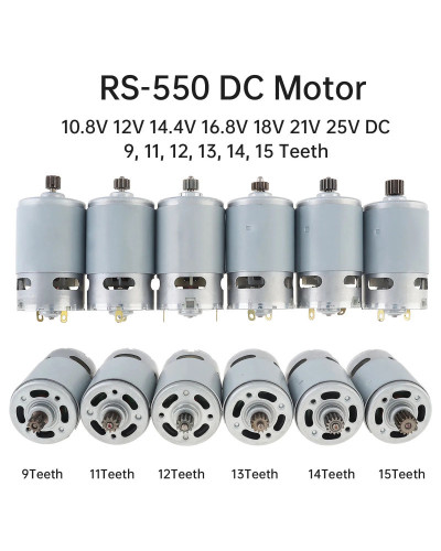 RS550 9/11/12/13/14 Teeth DC ELectric Motor 10.8V/12V/14.4V/16.8V/18V/