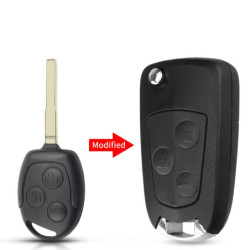 KEYYOU Car Modified Flip Remote Key 3 Buttons FO21 HU101 Fob Shell For Ford Focus Mondeo Fiesta C-MAX Fusion Transit KA Key Case