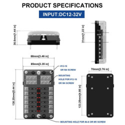 12 Way Fuse Box Holder With Blade Fuse Holder Block & Warning Indicato