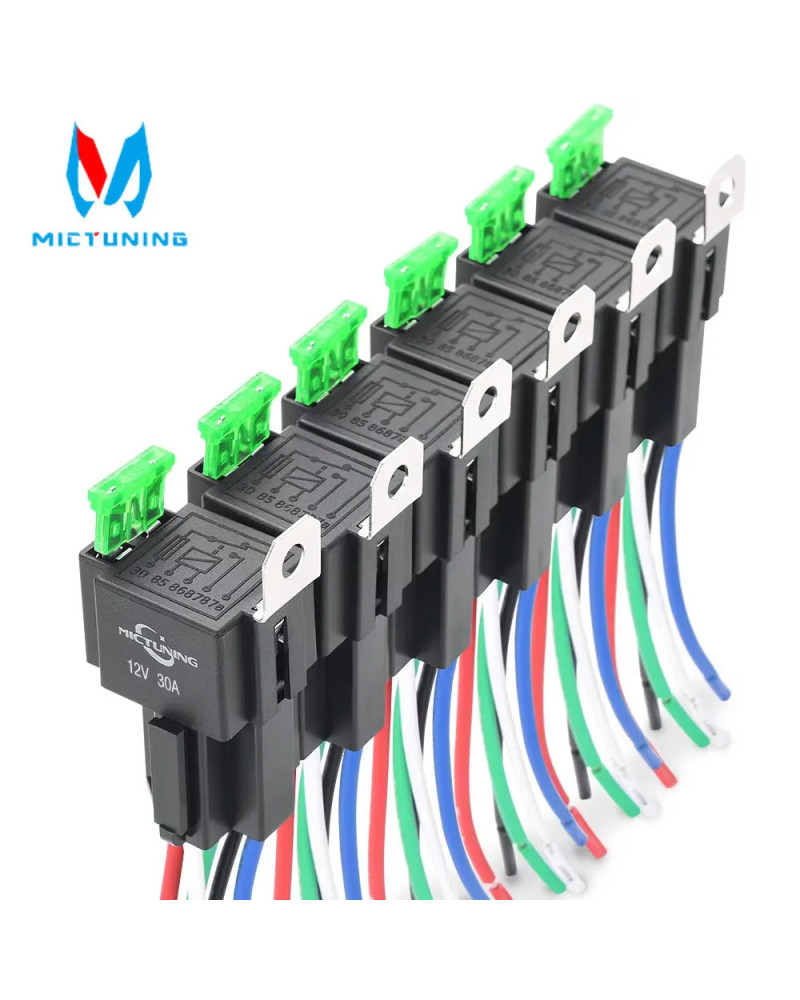 MICTUNING 6pcs 5-Pin SPST Automotive Electrical Relays with 14AWG Wire