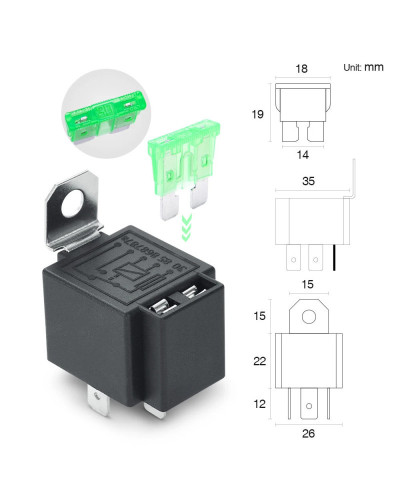 MICTUNING 6pcs 5-Pin SPST Automotive Electrical Relays with 14AWG Wire