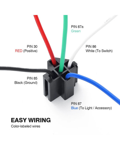 MICTUNING 6pcs 5-Pin SPST Automotive Electrical Relays with 14AWG Wire