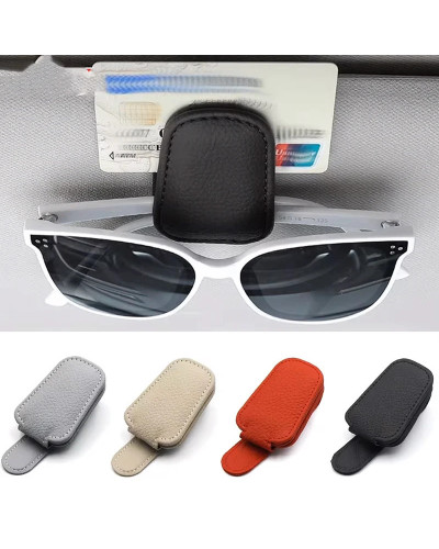 Car Sunglasses Holder Magnetic Leather Clip Ticket Holder Car Accessor