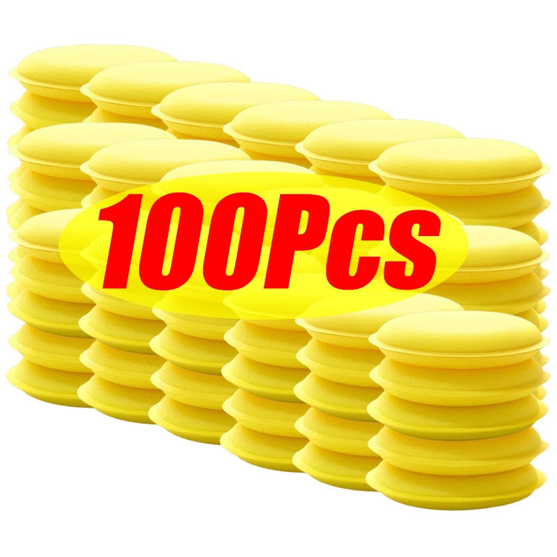 100/50Pcs High Density Car Waxing Polish Sponges Foam Applicator Pads Round Curing and Polishing Sponges Car Detailing Tools