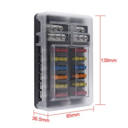 12 Way Fuse Box Holder With Blade Fuse Holder Block & Warning Indicato