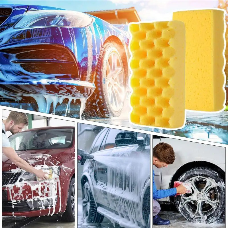 Big Sponges For Car Washing Wavy Shaped Absorbent Car Wax Applicator Scratch-resistant Portable Wheel Sponge For Bathroom Motorc