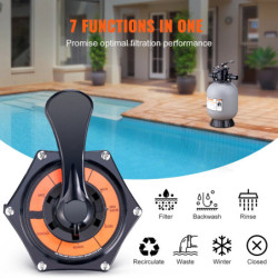 VEVOR Filtre à sable, 40,6 cm, débit jusqu'à 35 GPM, système de filtre à sable pour piscine hors sol avec valve multi-ports à 7 