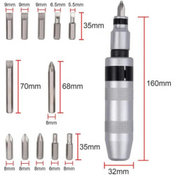 CR-V Manual Impact Screwdriver, Portable Reversible Impact Driver, Household Cordless Screwdriver Kit Hand Repair Tools