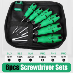 LAOA Screwdrivers Sets With Magnetizer Canvas Bag Cr-V Screw Driver Slotted and Phillips Screwdrivers Hand Tools Kit