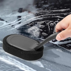 Car Polish Sponge With Handle Car Tire Waxing Brush Automotive Polish Wax Foam Sponges Polish Applicator Brushes For Cars Black