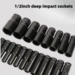 10pcs 1/2" Drive Deep Impact Socket Set Drive Metric Wrench Socket Dee