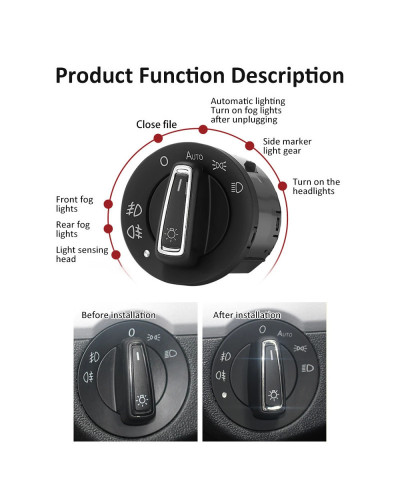 Car Headlight Automatic Switch for Skoda Fabia MG 5J Combi Tour NJ MK2