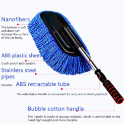 Car Wax Brush Dry and Wet Cleaning Car Wash Mop Nano Fiber Non-Linting Car Dusting Duster Car Multifunctional Telescopic Brush