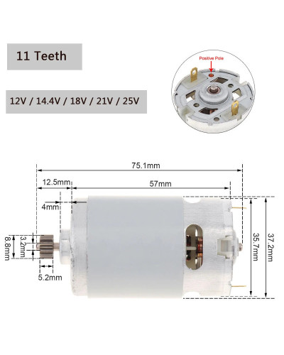 RS550 DC Motor 12V 14.4V 16.8V 18V 25V Micro Engine Electric Motors wi