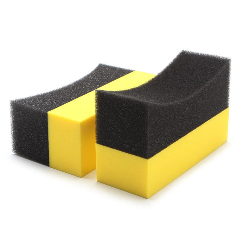 1-2Pcs Tire Contour Dressing Applicator Pads Gloss Shine Color Polishing Sponge Wax U-Shape Compound Sponge Waxing EVA Block