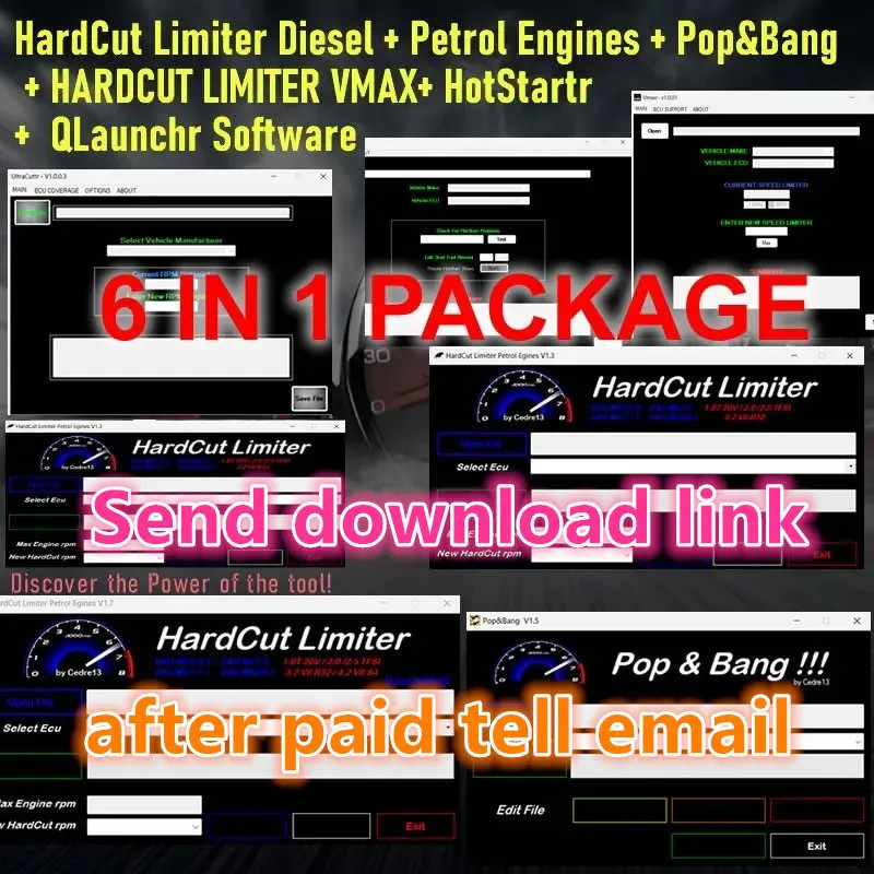 New HardCut Limiter Diesel + Petrol Engines + Pop&Bang + HARDCUT LIMITER VMAX+ HotStartr + QLaunchr Software 6 in 1 package