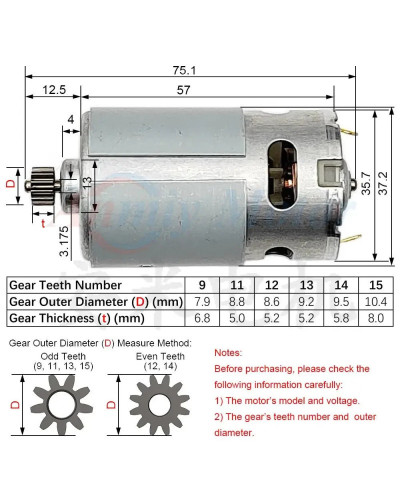 RS550 Electric Drill DC 10.8 12V 14.4 16.8 18V 21V 25 V Motor 9 11 12 