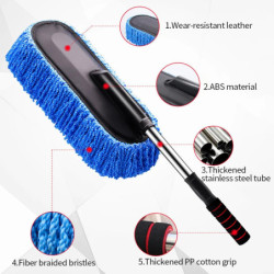 SEAMETAL Car Washing Mop Scalable Handle Dust Remover Wax Brush Microfiber Car Cleaning Kit Soft Hair Duster Brushes Wash Tool