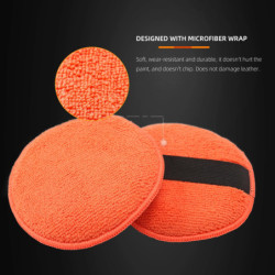 SPTA 9Pcs 5 inch Microfiber Applicator Pads Car Wax Applicator Hand Polishing Microfiber Foam Pads Set with Grip of Elastic Band